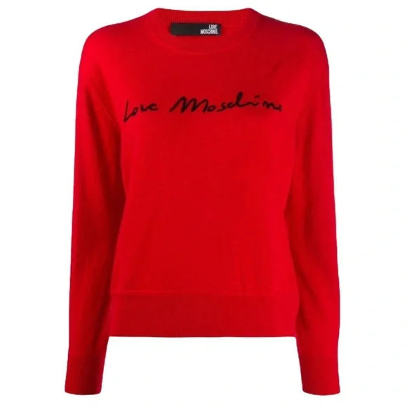 LOVE MOSCHINO Logo Print Blended Cashmere Sweater NWT